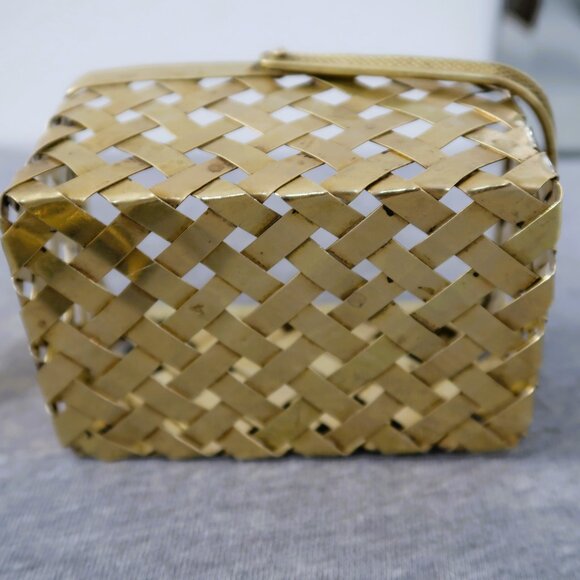 Vintage Brass Armadillo Elephant and Woven Brass Basket Sculptures Set of 3 - Picture 12 of 13